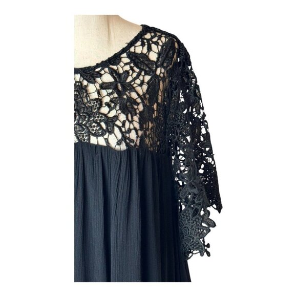 Lane Bryant Dress Women 18 Black Lace Crochet Gauze Swing Mini Whimsigoth Boho - Picture 6 of 14